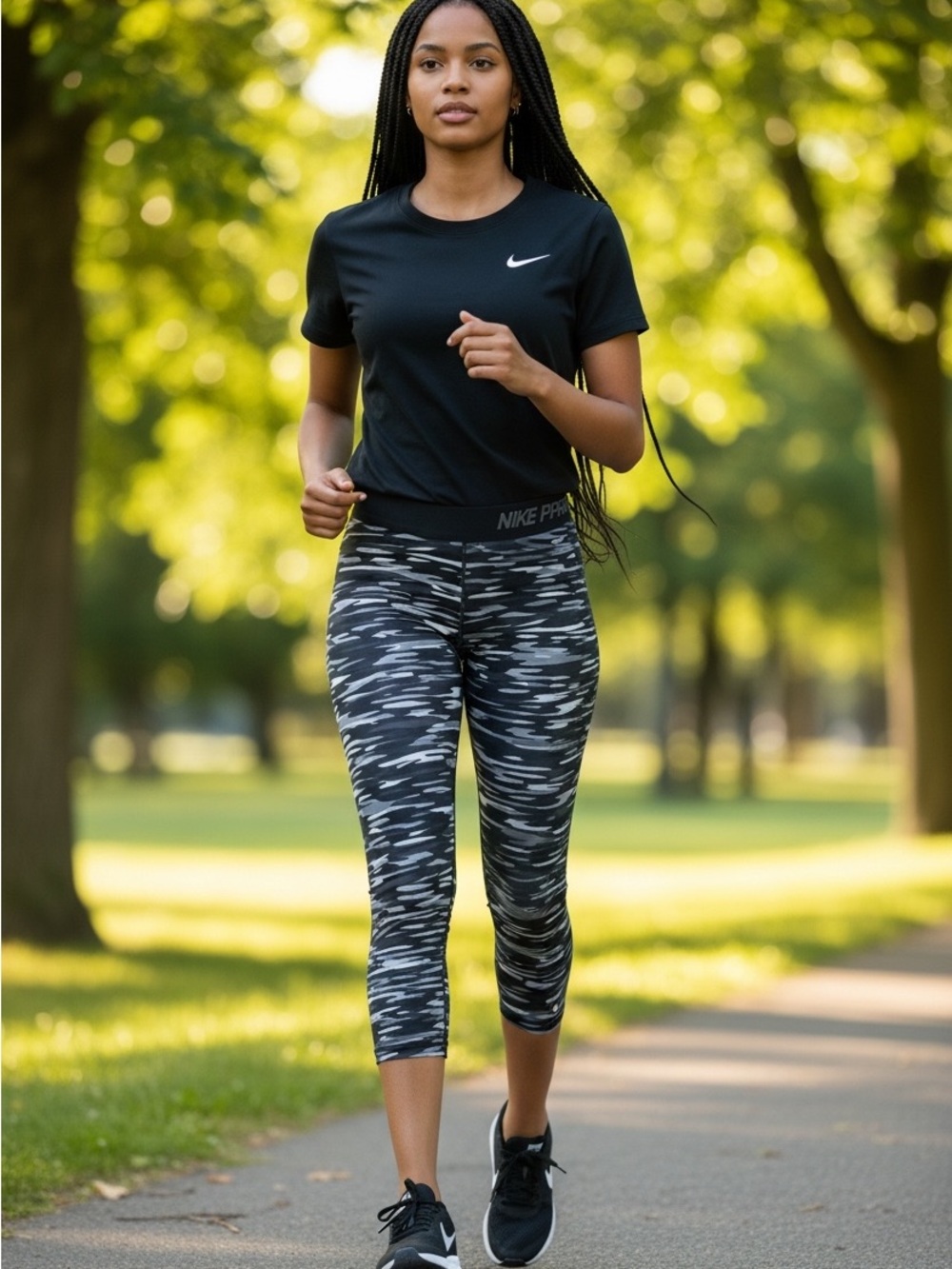 Nike Pro Printed Haze Camo Crop Leggings Small